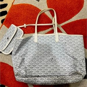 GOYARD Saint Louis Goyardine MM White
Leather Tote